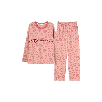 MADALLO Pajama Set Women's Pink Leopard Print