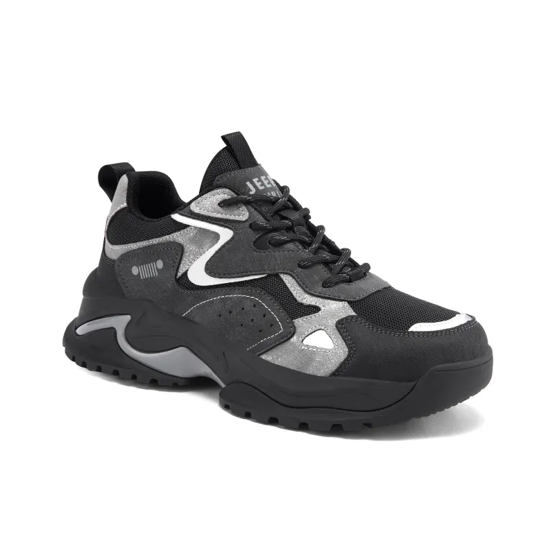 JEEP SPIRIT Wear Resistant Low Top Chunky Sneakers Men's Volcanic Gray-3