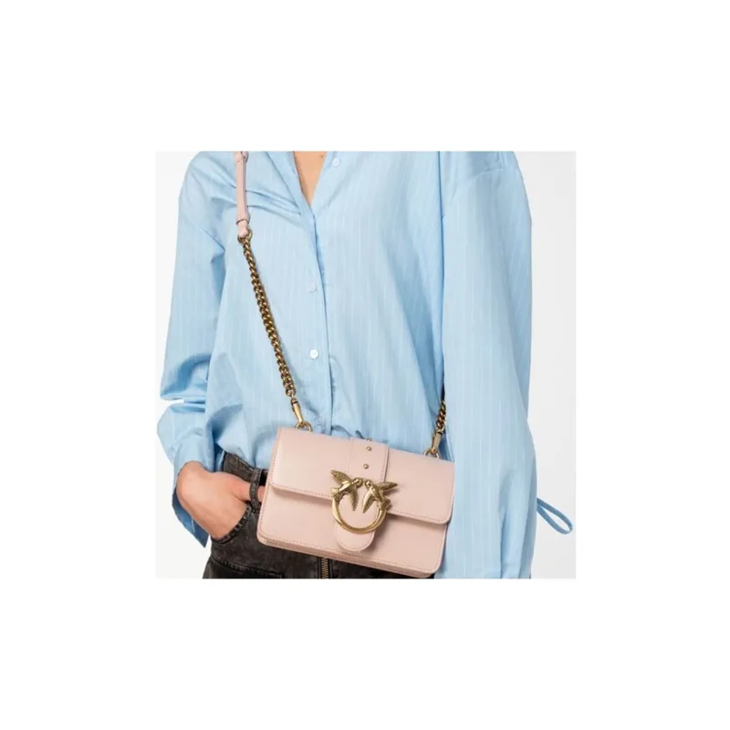 PINKO Leather Shoulder Bag Crossbody Bag Women's Pink-4