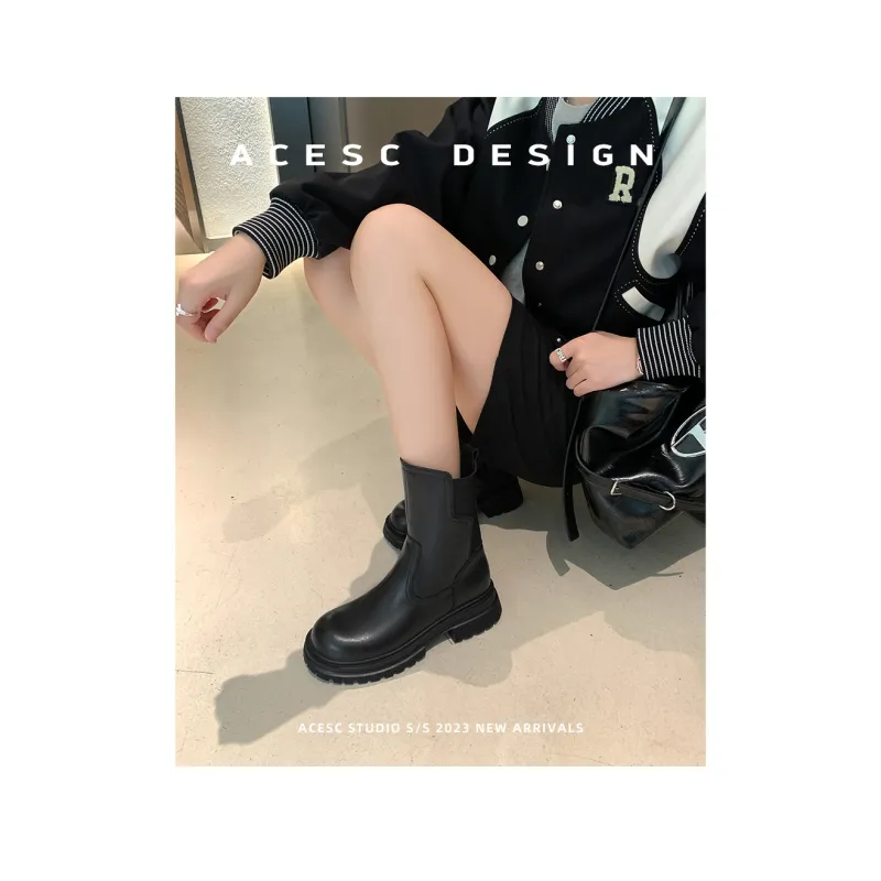 ACESC Short Chelsea Boots 4.7cm Women's Black-6