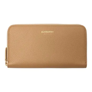 Burberry Calfskin Wallet Large Size Women's Light Almond