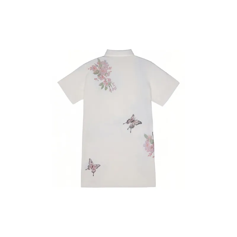 TCH Short Sleeved Dress Women's White With Pink Logo-1