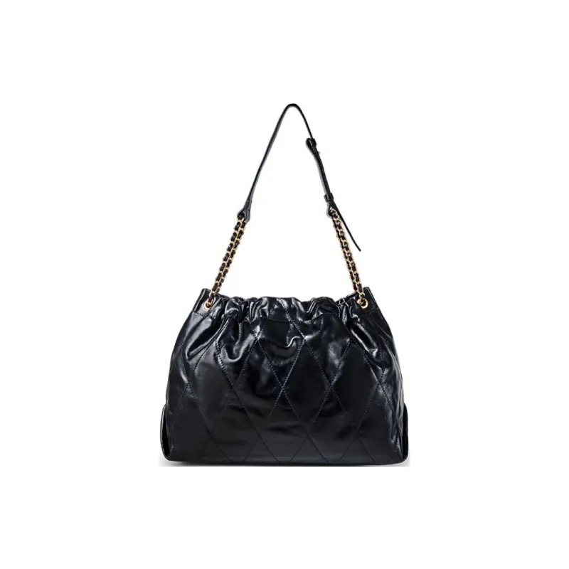 DISSONA Cow Leather One Shoulder Handbag Women's Black/White-3