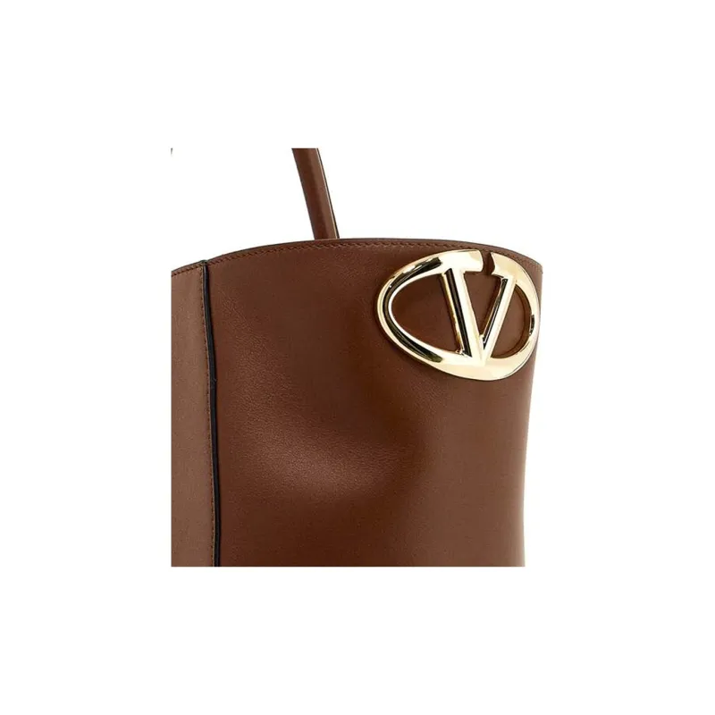 Valentino Calfskin Tote Bag Shopping Bag Handbag Women's Brown-3