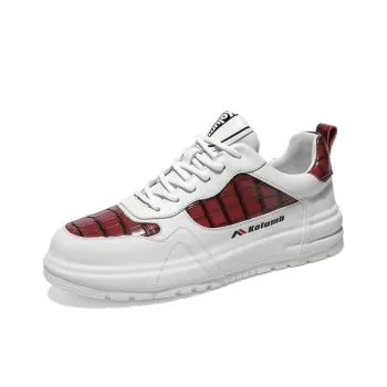 KOLUMB Cushioned Slip Resistant Water Resistant Low Top Casual Shoes Men's White Red