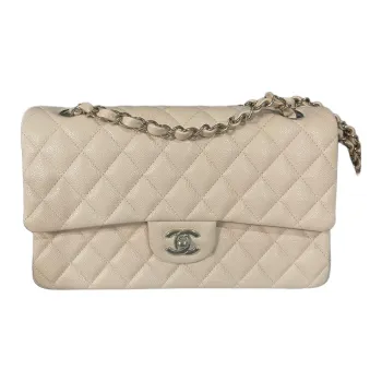 CHANEL Classic Flap CF Calfskin Mouth Cover Bag Crossbody Bag Shoulder Bag Women's Beige