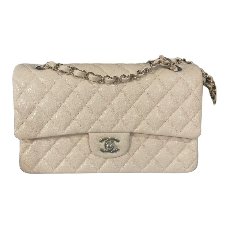 CHANEL Classic Flap CF Calfskin Flap Bag, Crossbody Bag, Shoulder Bag Women's Beige-0