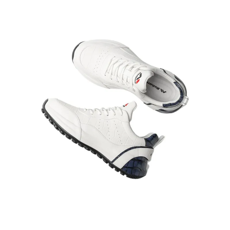KOLUMB Non slip Wear resistant Shock Absorption Low Top Casual Running Shoes Men's White Blue-1