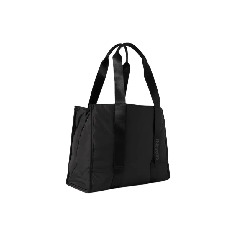 GANNI Polyester Tote Bag Shopping Bag Handbag Shoulder Bag Women's Black-1