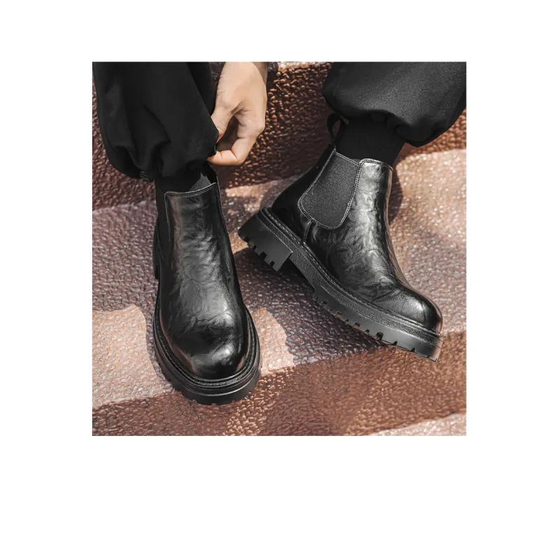 WEISHIBANGWEI Short Chelsea Boots Medium Heel Men's-6