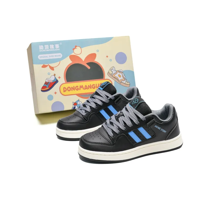 Anime Story Low Top Skateboard Shoes Unisex Blue Black Box Included-0