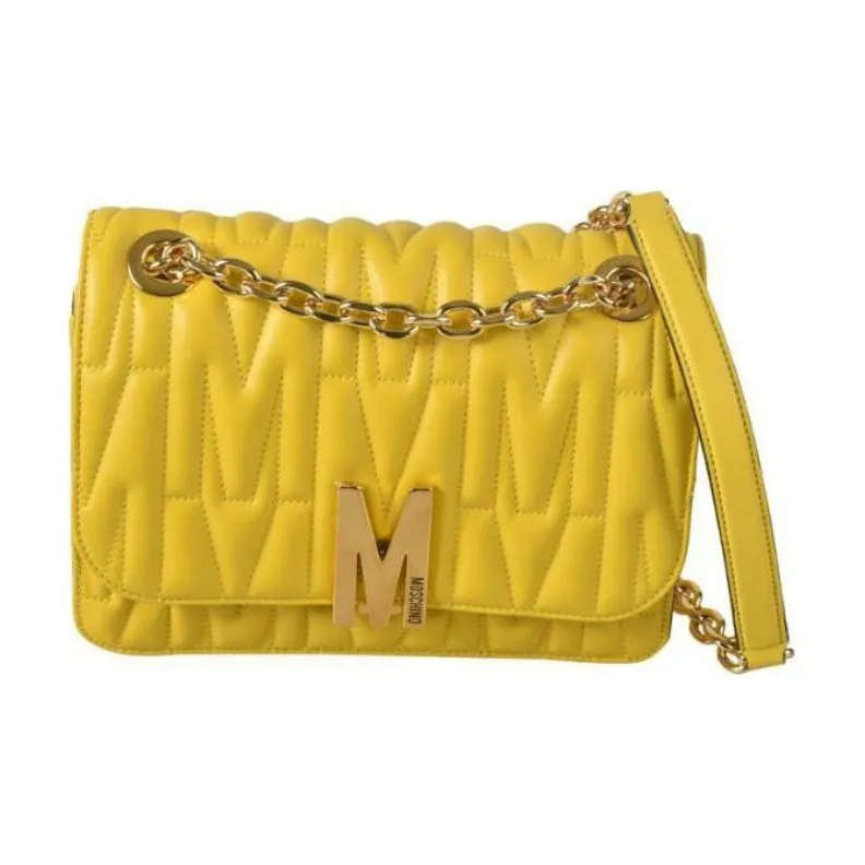 MOSCHINO Goatskin Shoulder Bag Crossbody Bag Women's Yellow-0