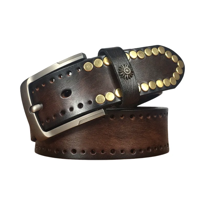 Emperor Penguin Handmade Original Perforated Pin Buckle Leather Belts Unisex 3.8cm-2