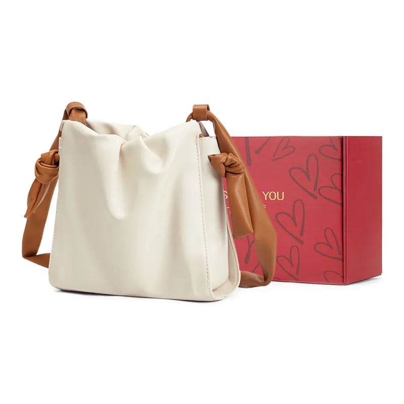 CORALDAISY Synthetic Leather Crossbody Cloud Bag Bucket Bag Shoulder Bag Women's Crescent White-5