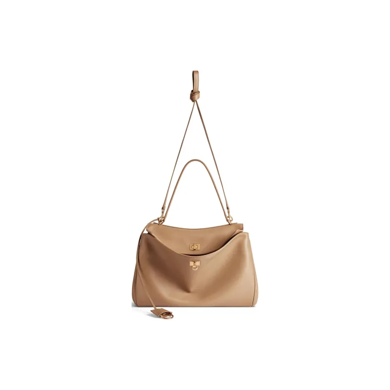 Balenciaga Smooth Cow Leather One Shoulder Handbag Medium Size Women's Latte-1