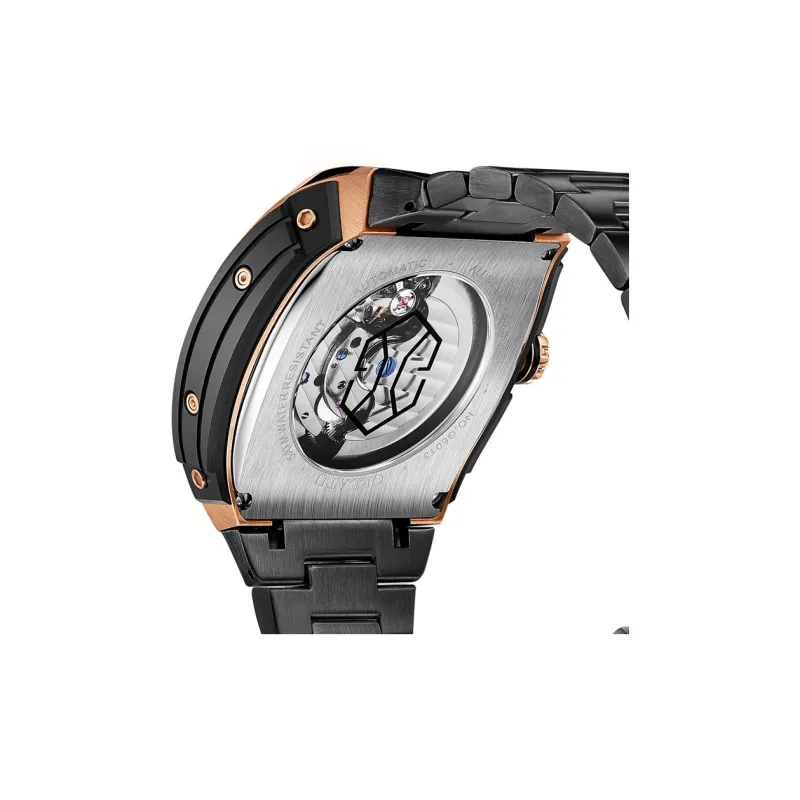 GELATU Mechanical Movement Stainless Steel Watchband Watch Men's Watches Black Dial-9