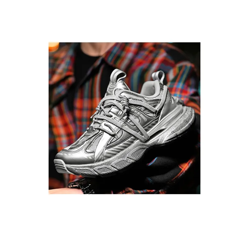 V TOXSEIE Low Top Chunky Sneakers Unisex Gunmetal-5