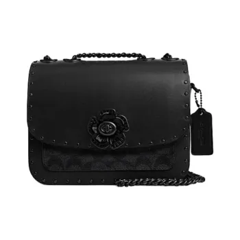 COACH Madison Cow Leather Patchwork With Artificial Leather Shoulder Bag Crossbody Bag Small Size Women's Black