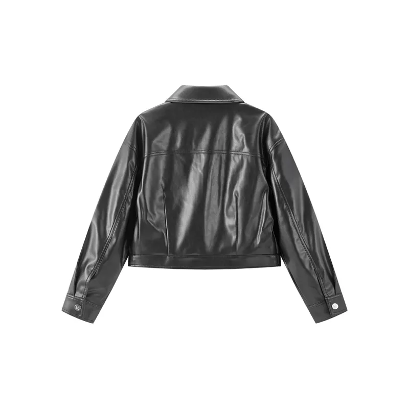 PEACEBIRD Leather Jacket Women's-3