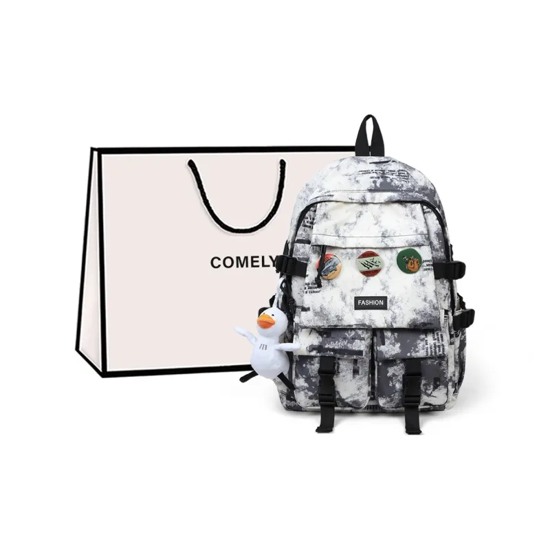 COMELY Fabric Backpack Medium Size Unisex Ecru-0