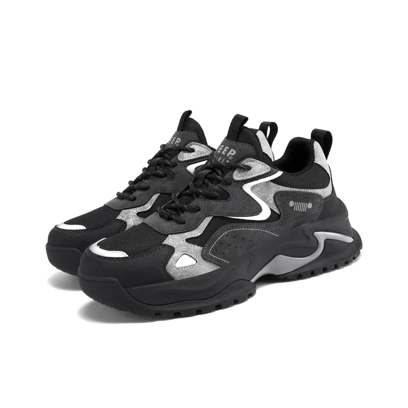 JEEP SPIRIT Wear Resistant Low Top Chunky Sneakers Men's Volcanic Gray-4