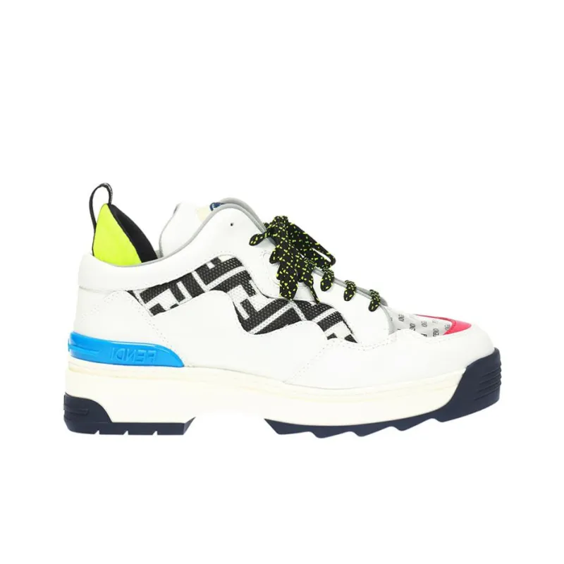 FENDI Women's T-Rex Leather High Sole 'White Blue Green'-1