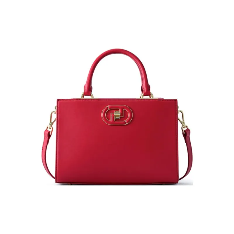 FION Cow Leather Tote Bag Shopping Bag Handbag Large Size Women's Black/Camel/Red-6