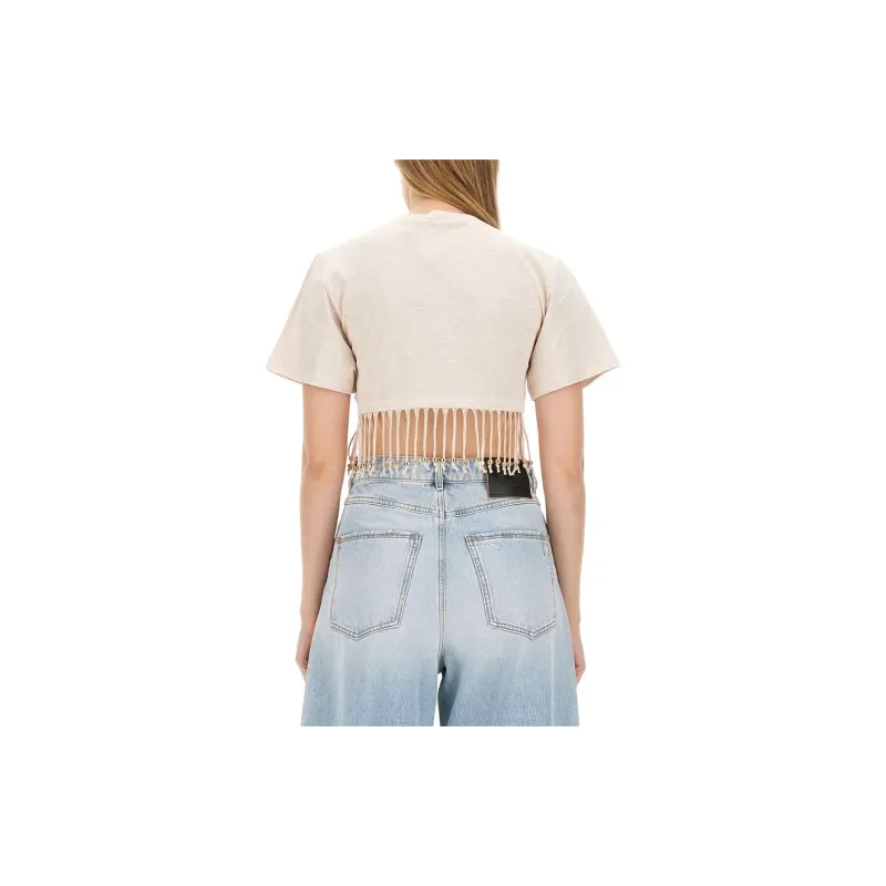Paco Rabanne Ruched Detailed Fringed Cropped Top-1