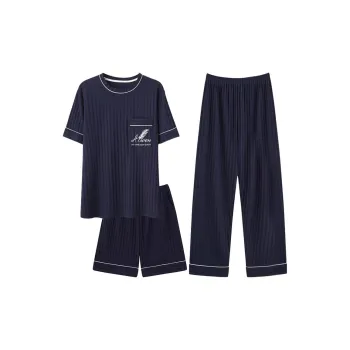 Ordifen Pajama Set Men's 3-Piece Set Dark Blue