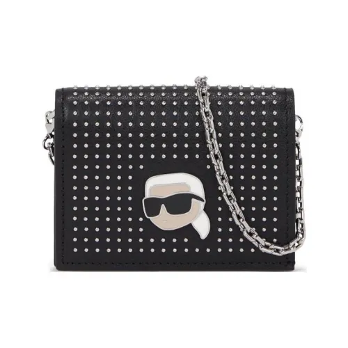 KARL LAGERFELD Leather Wallet, Shoulder Bag, Crossbody Bag Women's Black