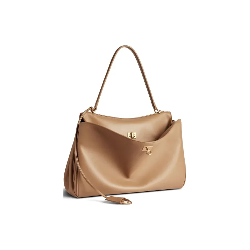Balenciaga Smooth Cow Leather One Shoulder Handbag Medium Size Women's Latte-2