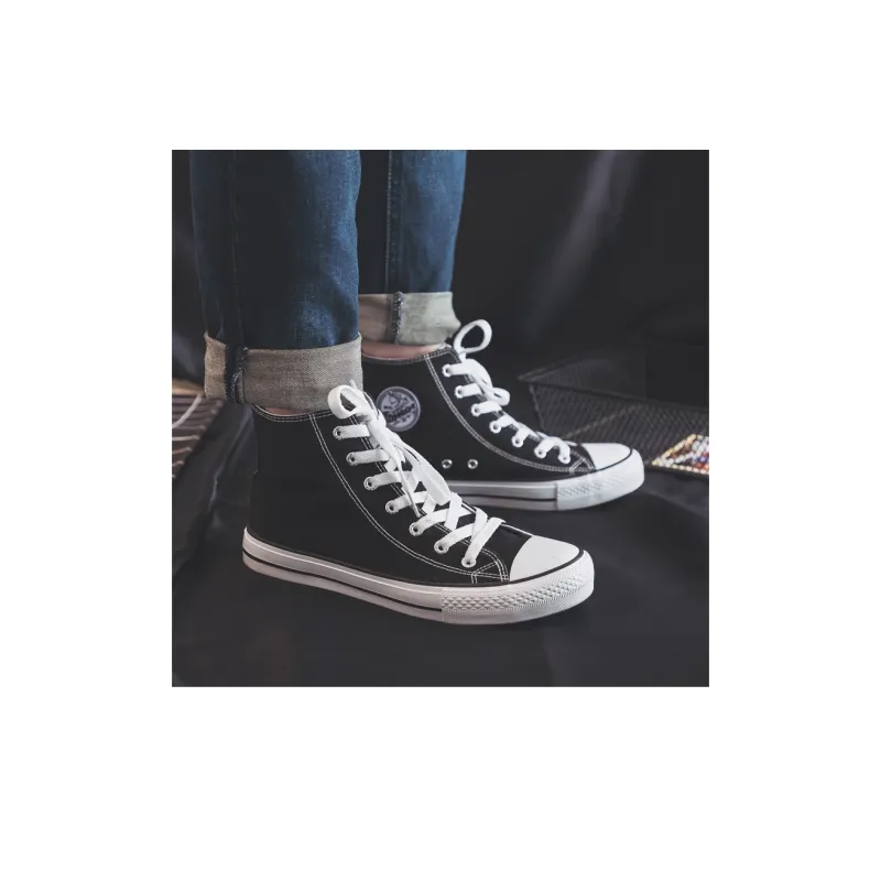 Warrior Wear resistant And Lightweight High Top Canvas Shoes Unisex Black-6