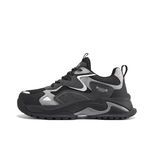 JEEP SPIRIT Wear Resistant Low Top Chunky Sneakers Men's Volcanic Gray