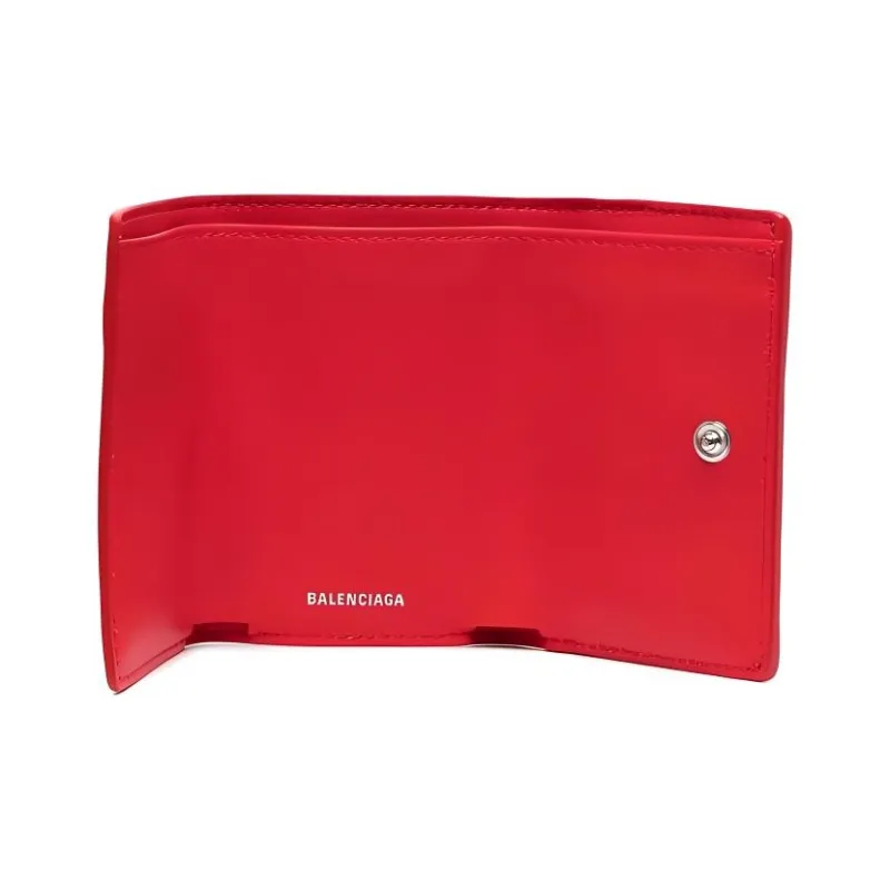 Balenciaga PAPIER Leather Wallet Mini Women's Red-2
