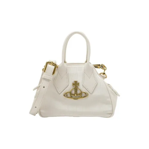 Vivienne Westwood Fabric Bowling Bag Shoulder Bag Crossbody Bag Handbag Mini Women's White
