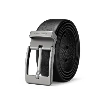 PIERRE CARDIN Cow Head Leather Belts Men's Black 3.8cm