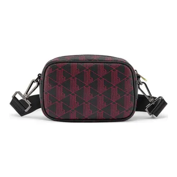 LACOSTE PVC Shoulder Bag Crossbody Bag Regular Men's Black & Traffic Red