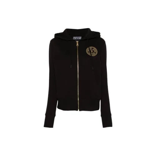 VERSACE JEANS Logo-embroidered Zip-up Hoodie