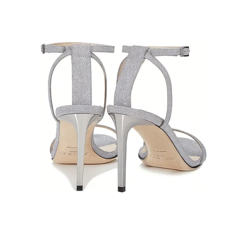 Jimmy Choo Minny 85 One Strap Sandals Women's Silver-3