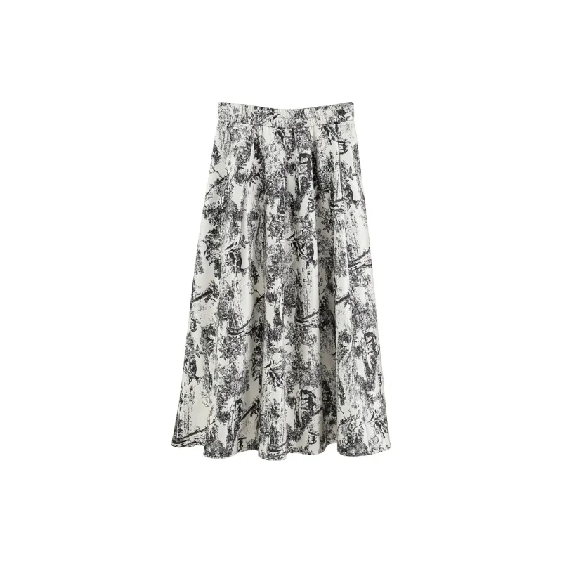 Cypress House Casual Long Skirt Women's Ink Wash Painting-1