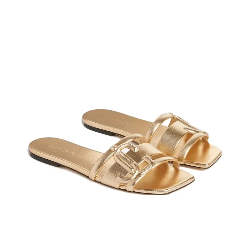 Jimmy Choo Laran Slide Slippers Women's Gold-3
