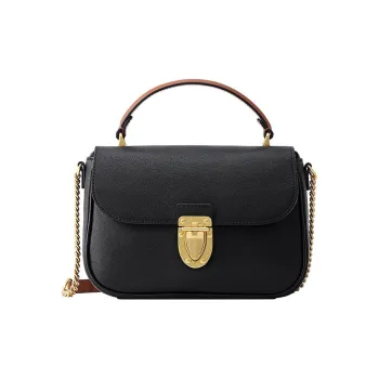 FION Cow Leather Shoulder Bag Crossbody Bag Handbag Medium Size Women's Classic Black/Cream Apricot White