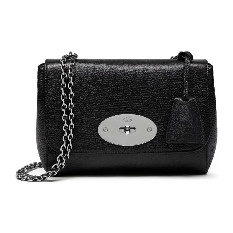 Mulberry Goatskin Crossbody Bag, Shoulder Bag Mini Women's Black & Silver-1
