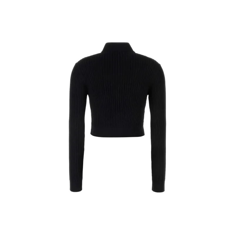 MIU MIU Logo Detailed Zip Up Knitted Cardigan-1