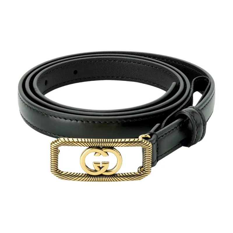 GUCCI Interlocking G Buckle Thin Belt-2