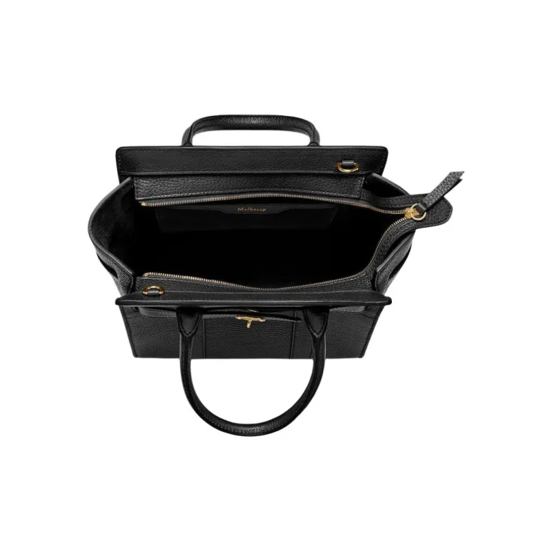 Mulberry Grain Leather Crossbody Handbag Women's Black-3