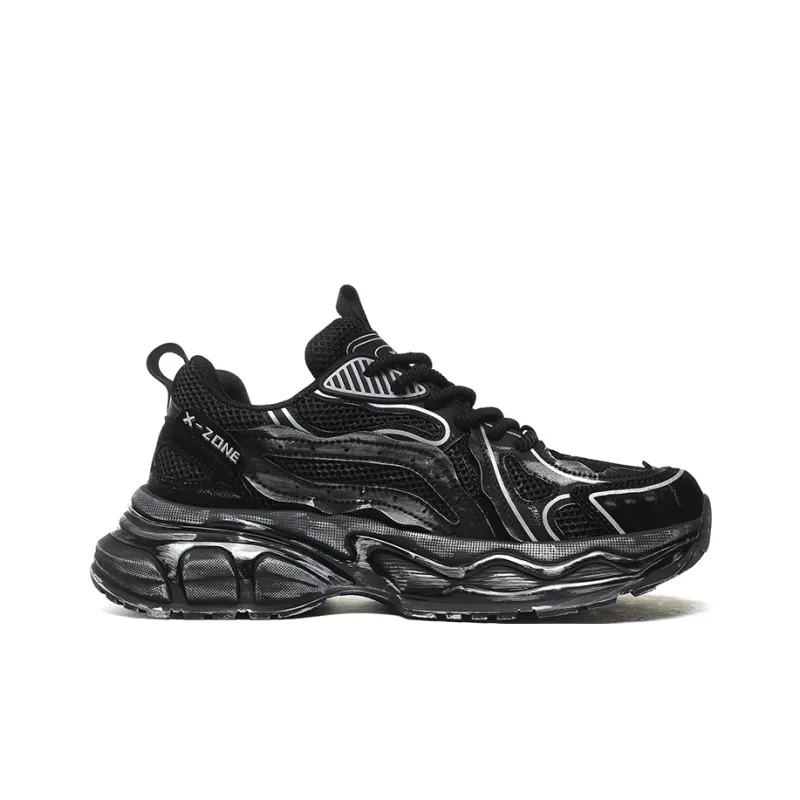 X ZONE Anti Slip And Wear Resistant Height Increasing Coverage Low Top Vintage Chunky Sneakers Men's-2