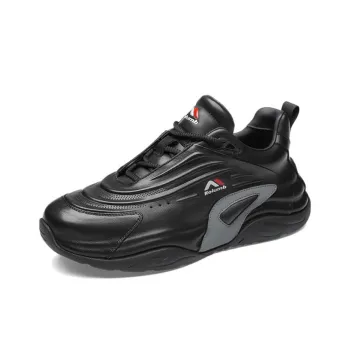 KOLUMB Slip Resistant Breathable Low Top Chunky Sneakers Men's Black Gray Color