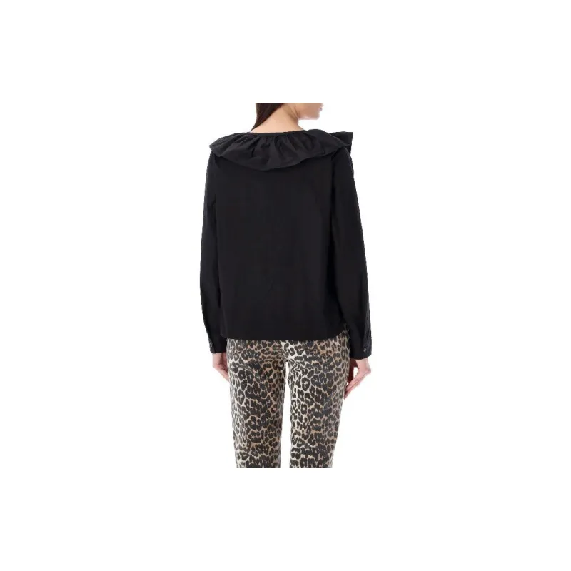 GANNI Ruffled V Neck Blouse-1