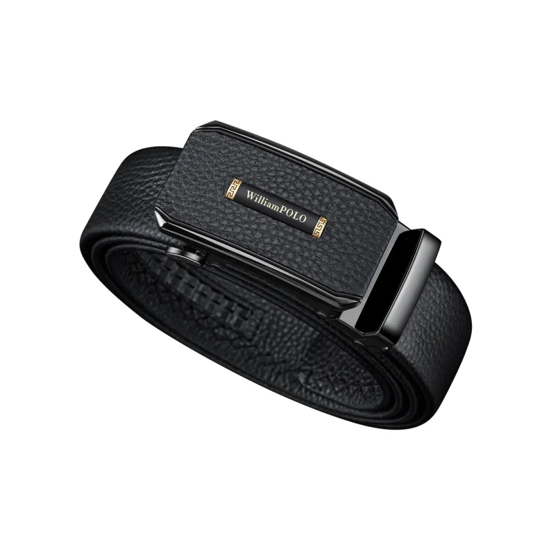 WilliamPOLO Cow Leather Leather Belts Men's Gunmetal 3.5cm-1